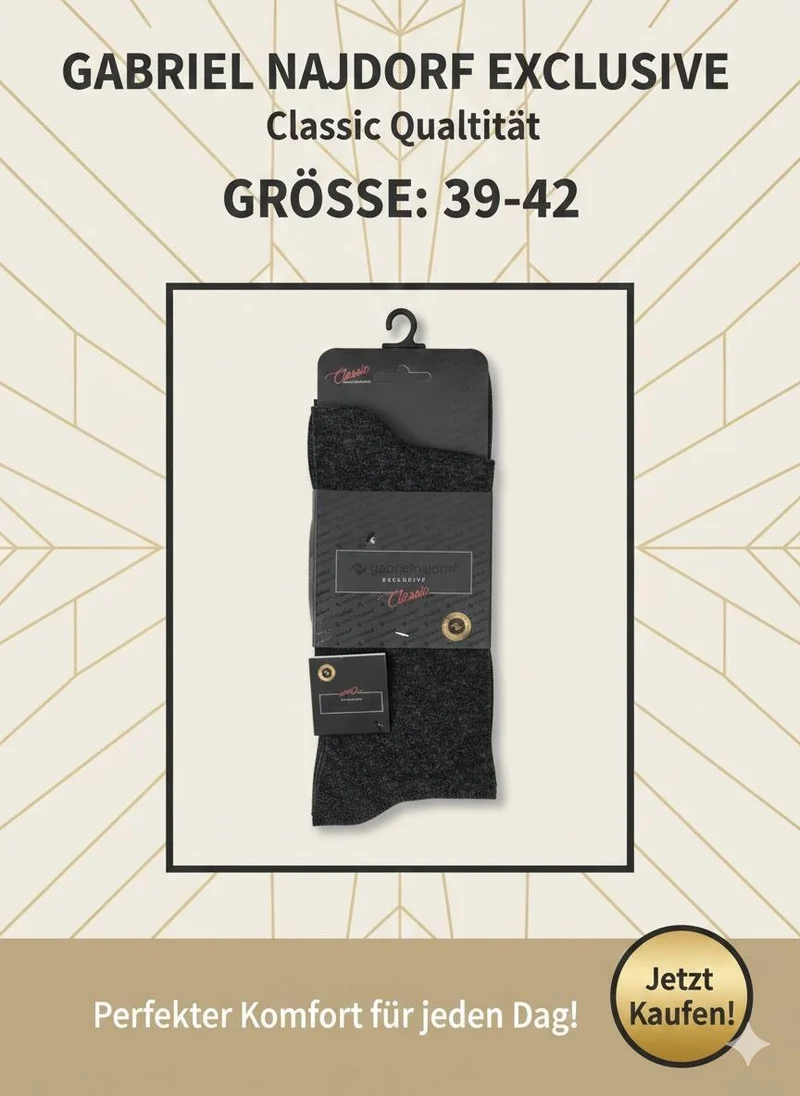 Gabriel Najdorf Exclusive Classic - Schwarze und Graue Angora Wollsocken, Größe