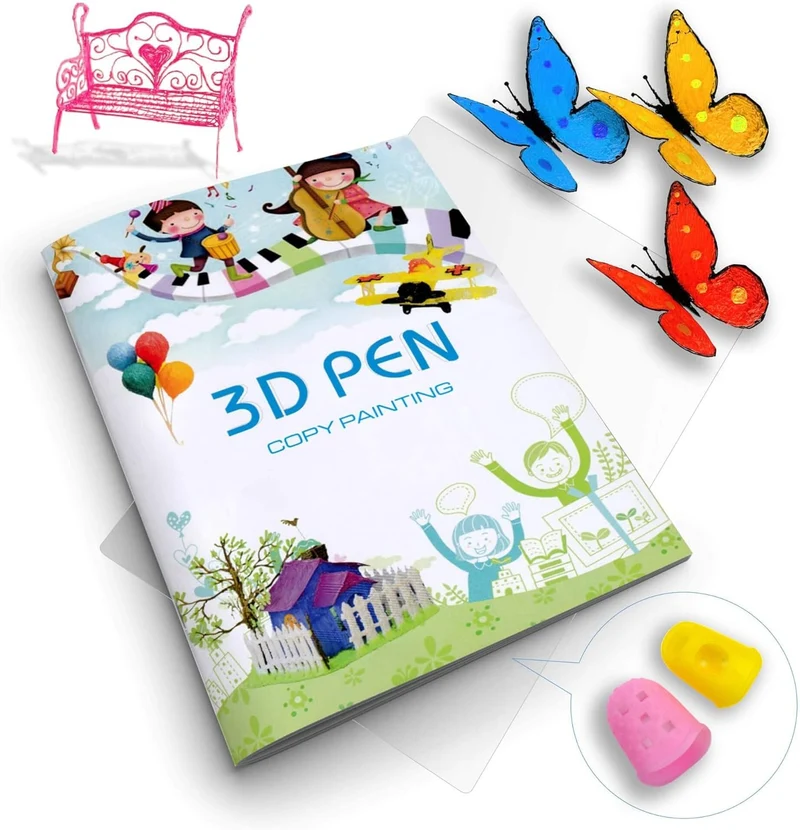 3D Zeichenbuch für 3D Stift, 40 Motive, wiederverwendbare Schablonen