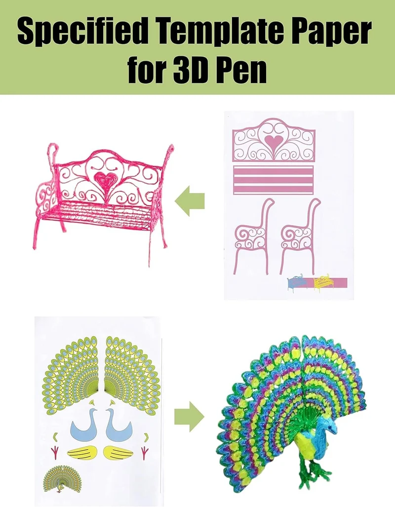 3D Zeichenbuch für 3D Stift, 40 Motive, wiederverwendbare Schablonen