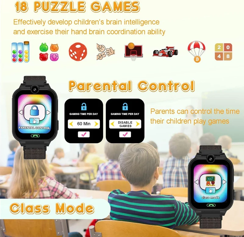 PTHTECHUS Smartwatch Kinder - 1.68'' Uhr Telefon für Mädchen Jungen mit Anruf