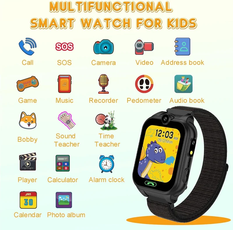 PTHTECHUS Smartwatch Kinder - 1.68'' Uhr Telefon für Mädchen Jungen mit Anruf