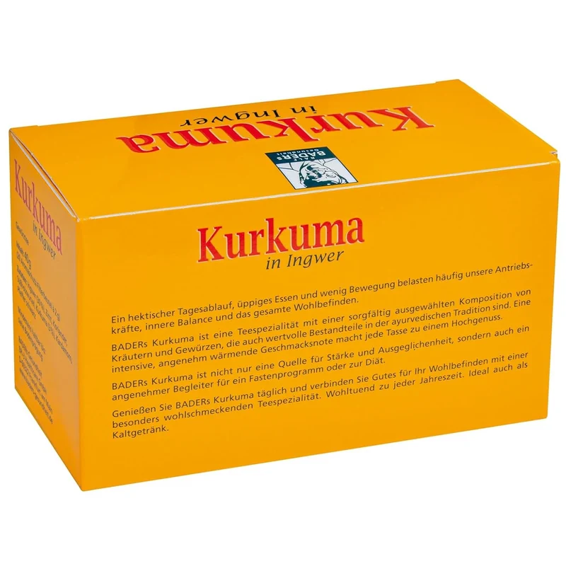 BADERs Kurkuma Ingwer Tee 20 Filterbeutel Ayurvedischer Gewürztee Apotheke