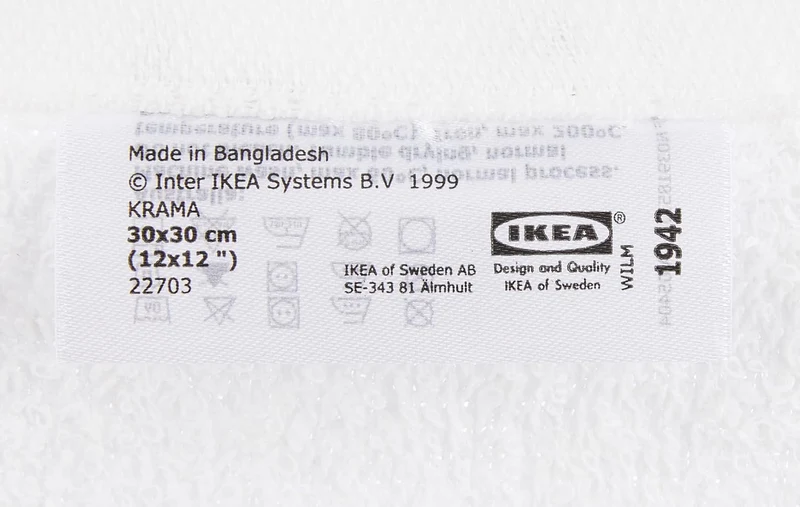 IKEA Krama Waschlappen, Weiß 10St. Baumwolle Ungebleicht 30x30cm