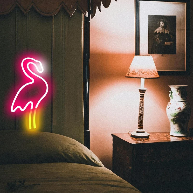 Flamingo LED Neonlicht – USB & Batteriebetriebenes Wandlicht für Bad & Zimmer