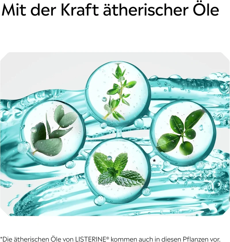 Listerine Cool Mint Mild 500 ml – antibakterielle alkoholfreie Mundspülung mit ätherischen Ölen & mildem Minzgeschmack