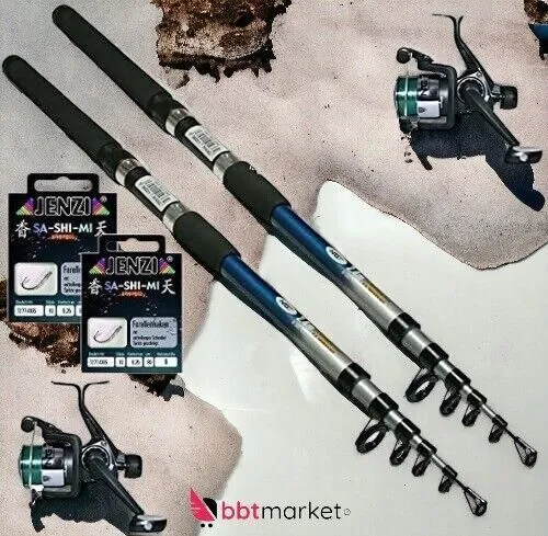Forellenset Angelset 1er oder 2er Set mit Rute Rolle Schnur Haken