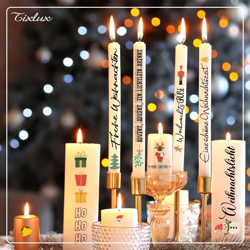 6x Weihnachts Kerzen Tattoo Set 200+ Motive Wassertransfer Deko