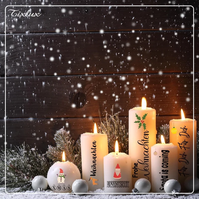 6x Weihnachts Kerzen Tattoo Set 200+ Motive Wassertransfer Deko