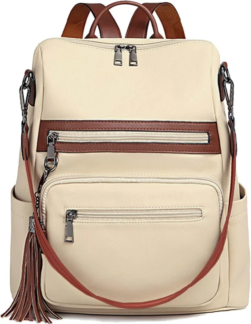 Damen-Rucksack veganem Leder Groß Stylisch Frauen Designer Schultertasche