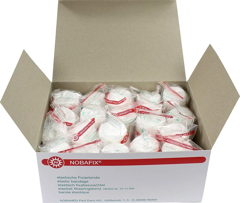 Elastische Fixier-Mullbinden 4m x 6cm, einzeln verpackt für Wundversorgung