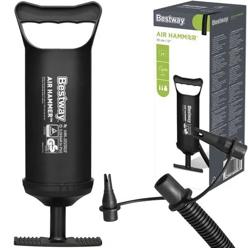 Bestway Air Hammer 30cm Handpumpe Doppelhub mit 3 Düsen für Luftmatratze