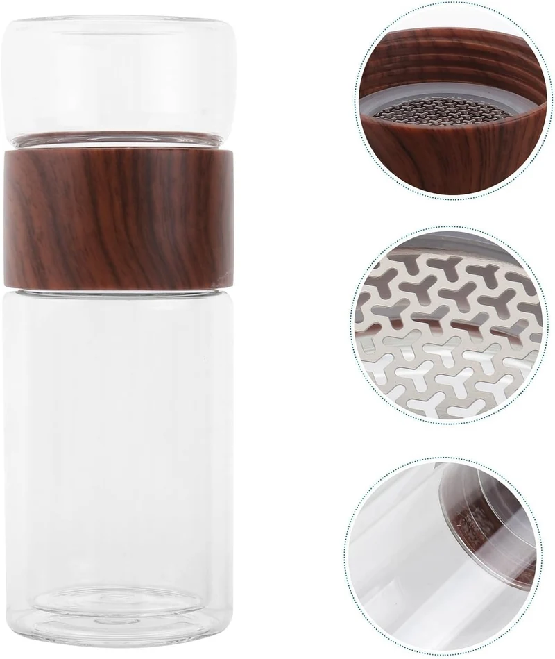 300 ml Glas Teebecher mit Teesieb – Doppelwandig, Hitzebeständig, Tragbar