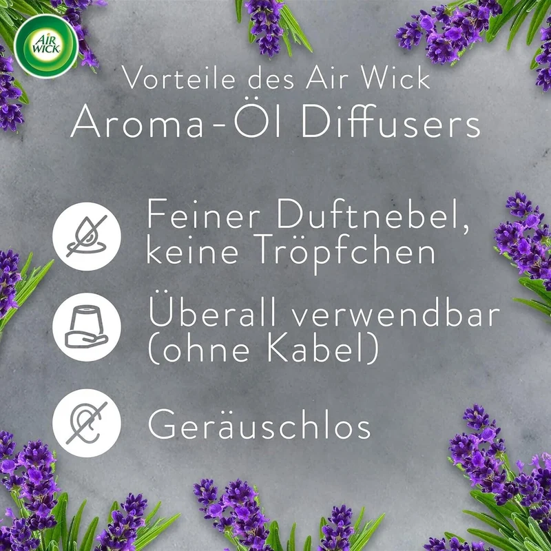Air Wick Aroma Öl Diffuser Starter Set – 1 Gerät + 4×20ml Nachfüller
