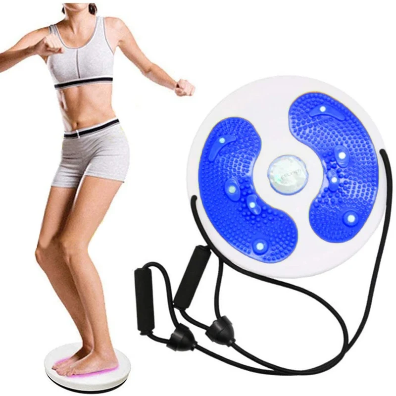 Schwenkbarer Twister mit Seilen & Fußmassagegerät Fitness Drehscheibe blau 🔵
