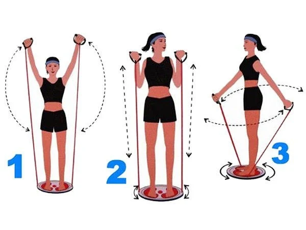 Schwenkbarer Twister mit Seilen & Fußmassagegerät Fitness Drehscheibe blau 🔵