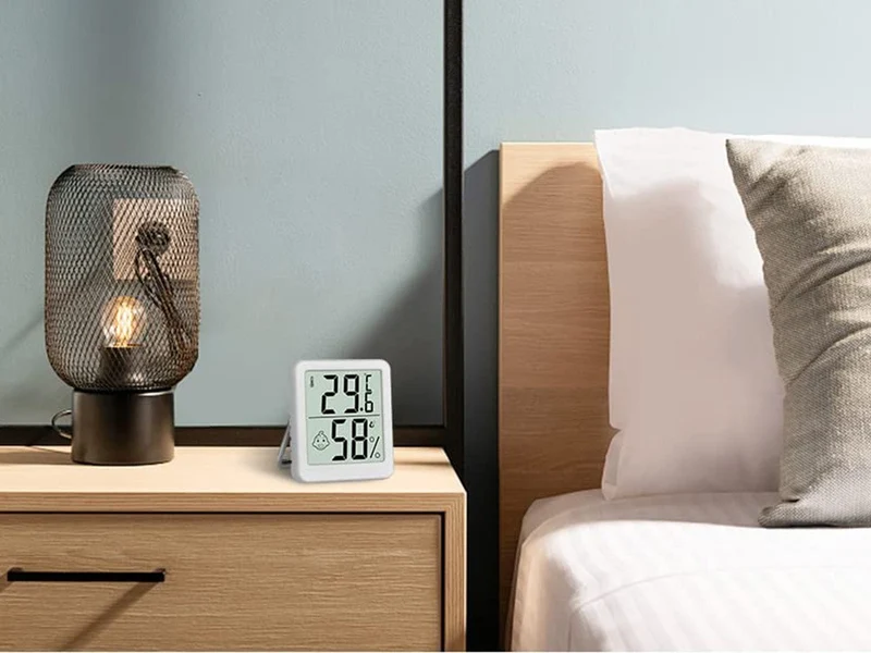 Digitales Thermometer Hygrometer Mini Wetterstation mit LCD, Magnet und Smiley-Komfortanzeige