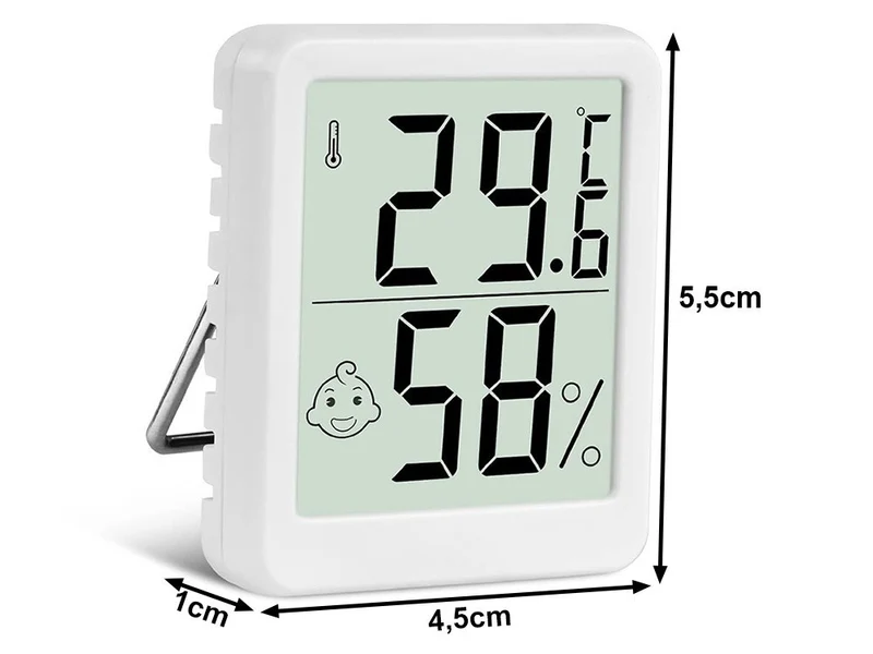 Digitales Thermometer Hygrometer Mini Wetterstation mit LCD, Magnet und Smiley-Komfortanzeige
