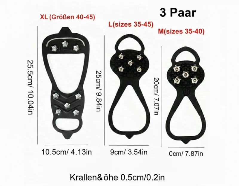Anti Rutsch Schuhüberzüge Spikes 5/8 Zähne Winter Schnee Mehrere Größen