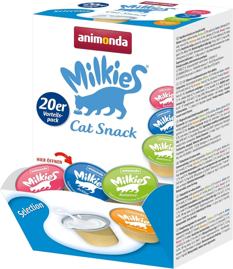 Animonda Vom Feinsten Milkies Selection, Katzenmilch portioniert, 20 Cups à 15 g
