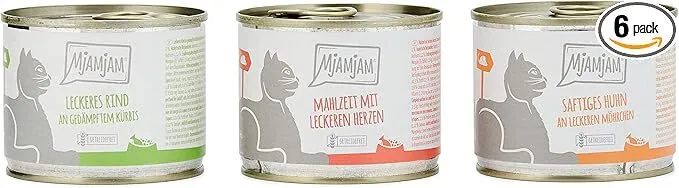 MjAMjAM Premium Katzen Nassfutter Mixpaket 6x200g getreidefrei Monoprotein