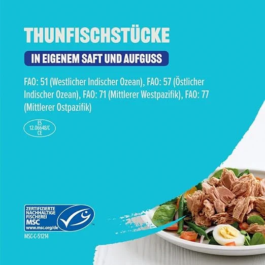 Thunfischstücke im eigenen Saft – Hochwertiger Thunfisch in der 145 g Dose