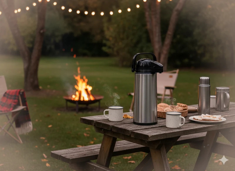 Thermoskanne 1,9 Liter mit Pumpfunktion – Isolierkanne aus Edelstahl für Kaffee, Tee und Heißgetränke