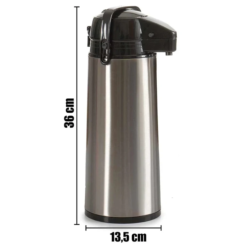 Thermoskanne 1,9 Liter mit Pumpfunktion – Isolierkanne aus Edelstahl für Kaffee, Tee und Heißgetränke
