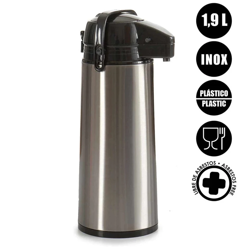 Thermoskanne 1,9 Liter mit Pumpfunktion – Isolierkanne aus Edelstahl für Kaffee, Tee und Heißgetränke