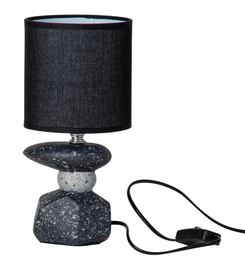 Lampe Steinoptik mit schwarzem Lampenschirm Keramik 27,5 cm 🖤