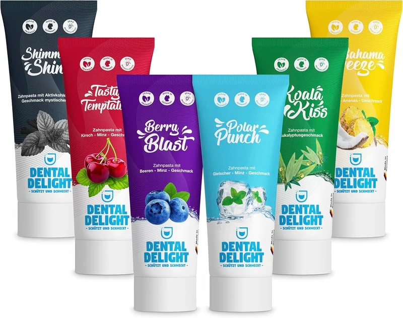 Dental Delight Berry Blast Zahnpasta – Vegane Zahncreme Blaubeere-Minze im 4er Pack
