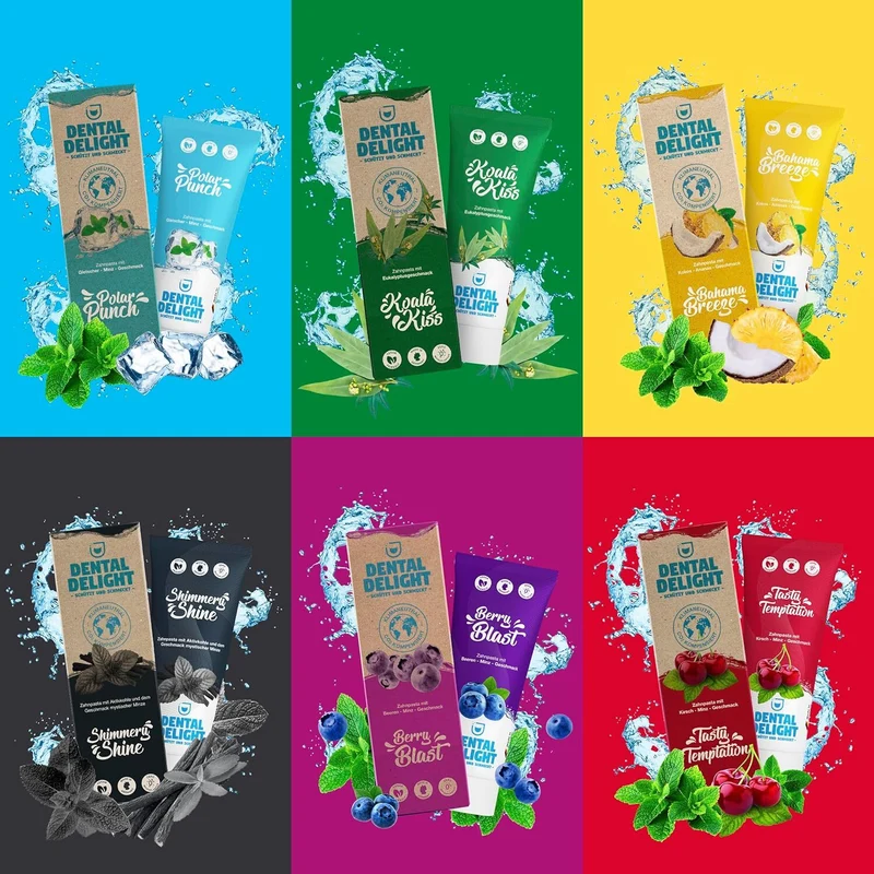 Dental Delight Berry Blast Zahnpasta – Vegane Zahncreme Blaubeere-Minze im 4er Pack