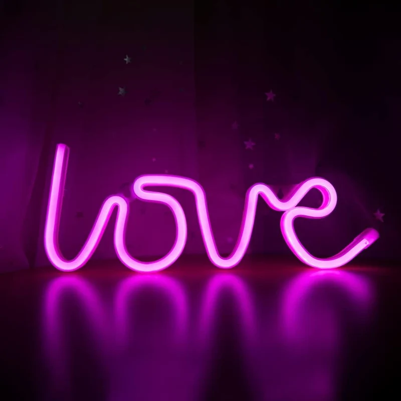 LED Neon Love Schild Batteriebetrieben Wanddeko Valentinstag ROSA