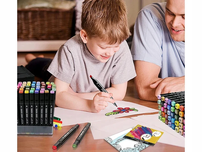 40 Farben Alkoholmarker Set – Doppelseitige Filzstifte mit feiner & breiter Spitze inklusive Etui für Zeichnen, Skizzieren und Kreatives Gestalten