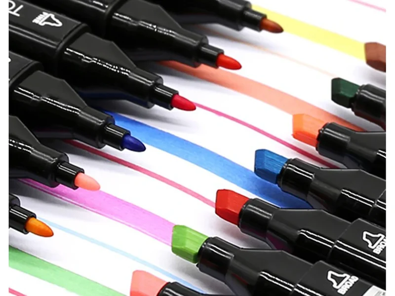 40 Farben Alkoholmarker Set – Doppelseitige Filzstifte mit feiner & breiter Spitze inklusive Etui für Zeichnen, Skizzieren und Kreatives Gestalten