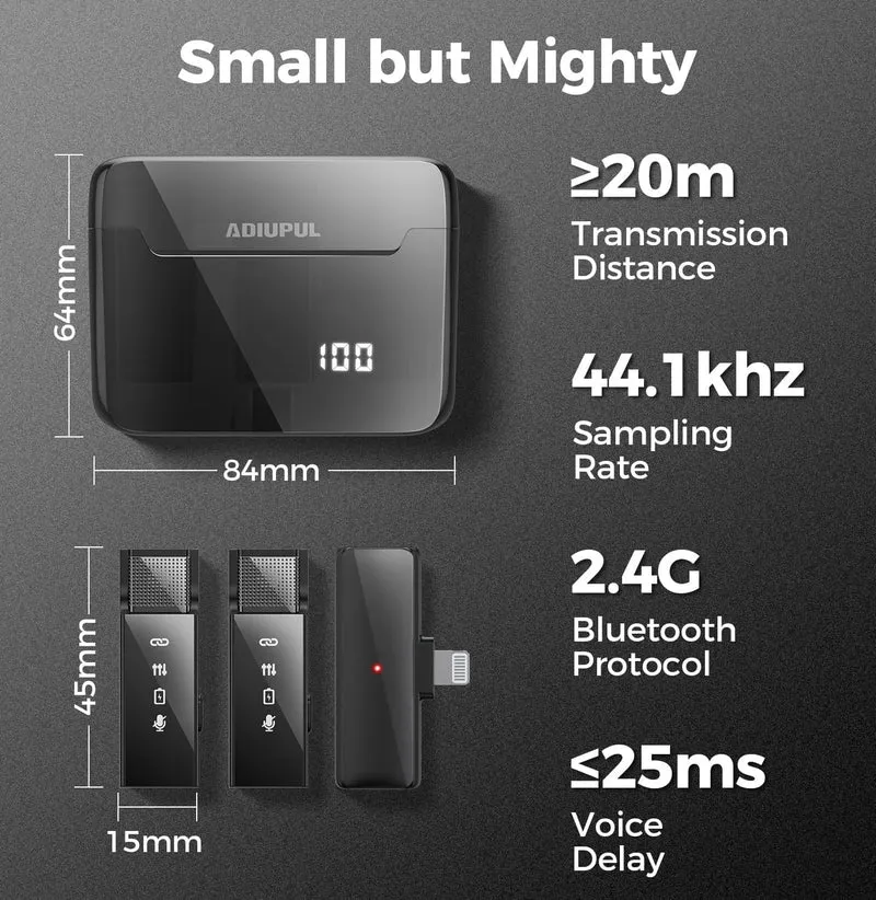 Kabelloses Lavalier Mikrofon Set für iPhone iPad mit Geräuschfilter 30h🎤📱