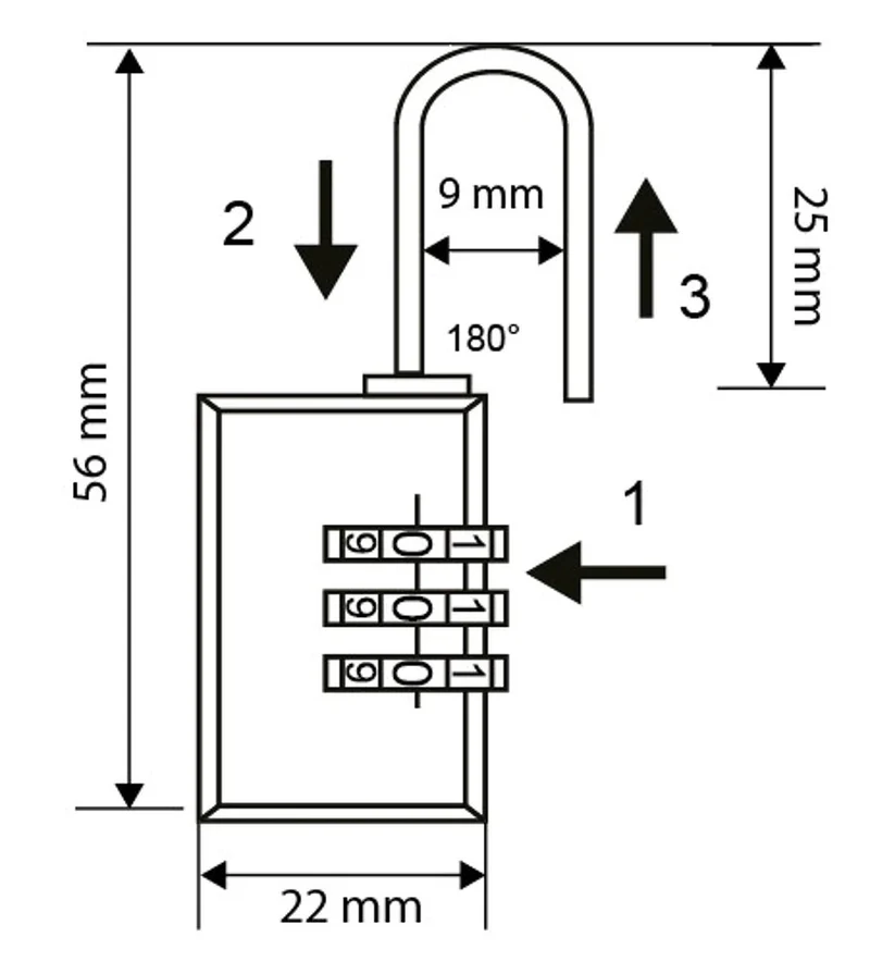 Vorhängeschloss Zahlenschloss 22mm Gepäckschloss Kombinationsschloss