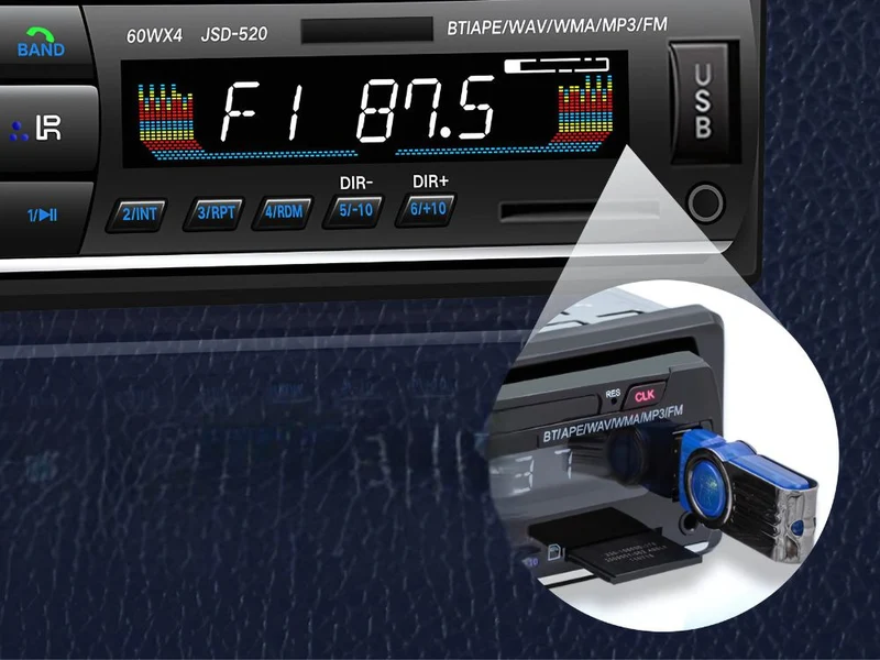 Autoradio 1 DIN Bluetooth mit USB AUX SD Freisprecheinrichtung Mikrofon Fernbedienung 4x60W FM Radio