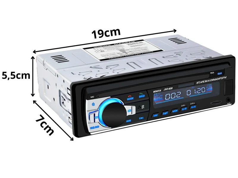 Autoradio 1 DIN Bluetooth mit USB AUX SD Freisprecheinrichtung Mikrofon Fernbedienung 4x60W FM Radio