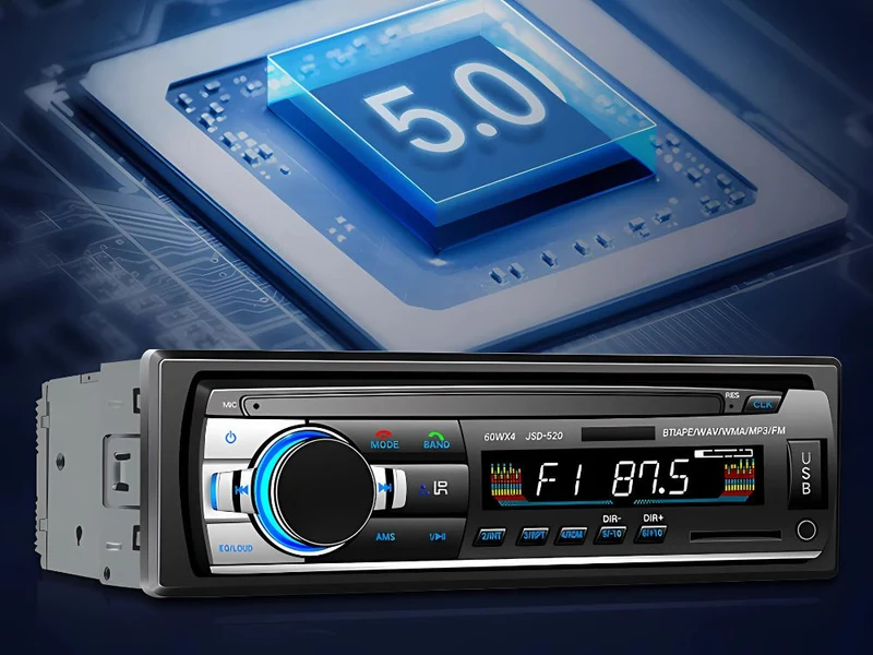 Autoradio 1 DIN Bluetooth mit USB AUX SD Freisprecheinrichtung Mikrofon Fernbedienung 4x60W FM Radio