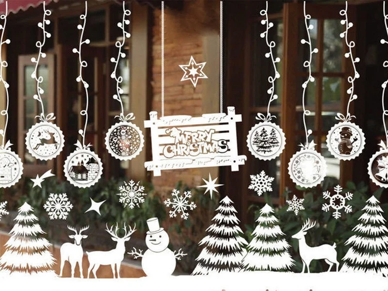 Weihnachten Fensteraufkleber – Selbstklebende Weihnachtsbaum Fensterdeko, Wiederverwendbar, 35×50 cm, Winter & Festtagsdeko