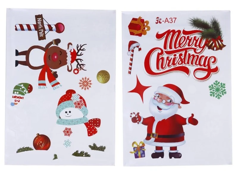 Weihnachten Fensteraufkleber – Selbstklebende Weihnachtsbaum Fensterdeko, Wiederverwendbare Winter Fensterbilder, 35×50 cm