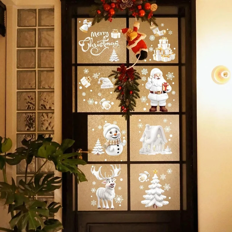 Nepfaivy Fensterbilder Weihnachten – 190-teiliges Schneeflocken & Winter Deko Set, 9 Bögen, Statisch Haftend & Wiederverwendbar