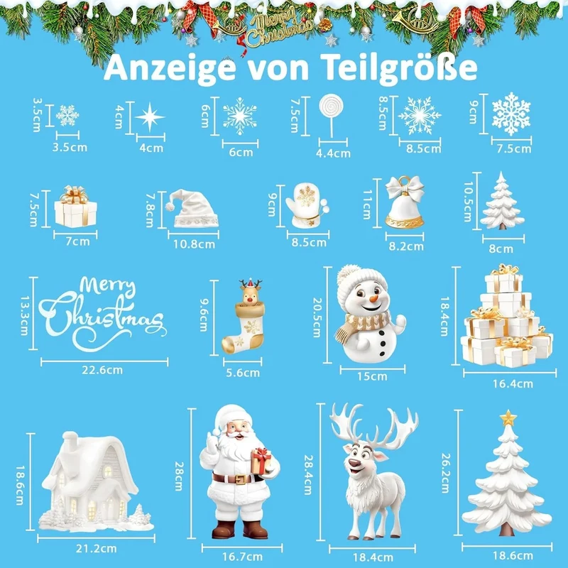 Nepfaivy Fensterbilder Weihnachten – 190-teiliges Schneeflocken & Winter Deko Set, 9 Bögen, Statisch Haftend & Wiederverwendbar
