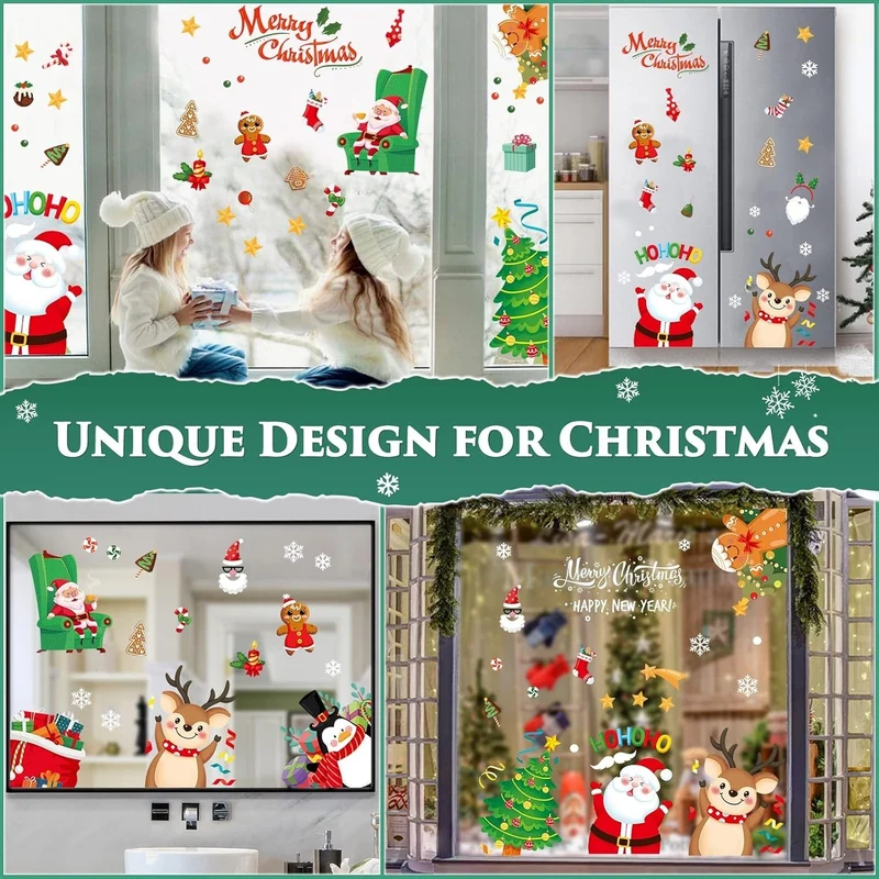 116 Stück Weihnachten Fensterbilder – Wiederverwendbare Fensteraufkleber, 9 Bögen, Doppelseitig Sichtbar, Winter- & Weihnachtsmotive
