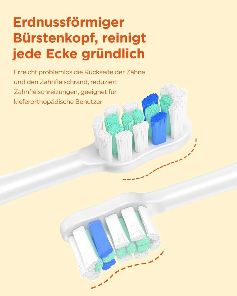 Elektrische Schallzahnbürste – 5 Modi 3 Intensitäten 8 Köpfe Timer Reiseetui BLAU oder ROSENROT FARBE 6974680411613