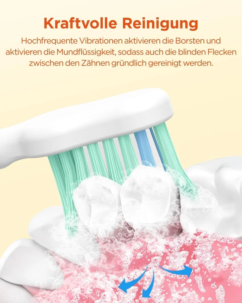 Elektrische Schallzahnbürste – 5 Modi 3 Intensitäten 8 Köpfe Timer Reiseetui BLAU oder ROSENROT FARBE 6974680411613