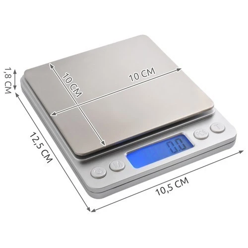Digitale Küchenwaage 0,1g Präzisionswaage bis 2kg mit LCD Display & Edelstahlfläche