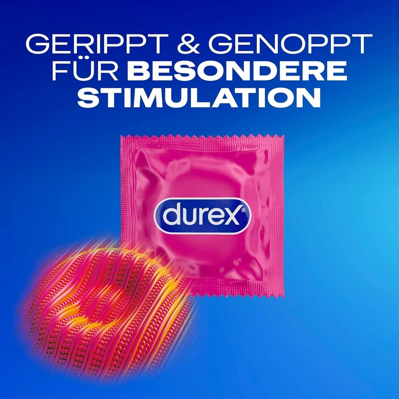 40 Stk Durex Pleasure Me Kondome – Gerippt & Genoppt, Extra Feucht