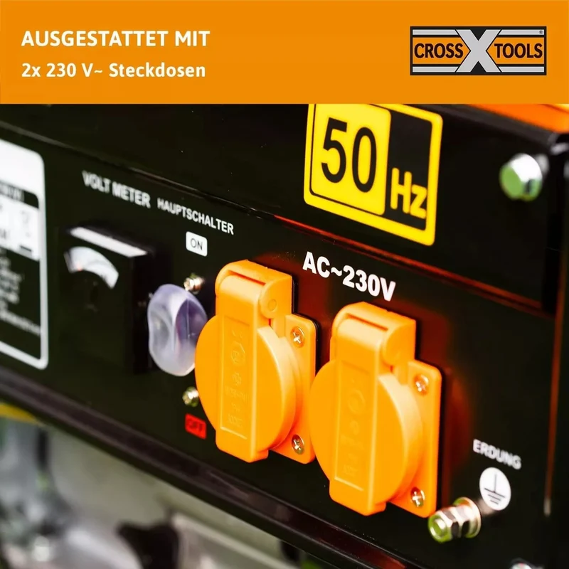 CROSS TOOLS Benzin-Stromerzeuger Benzin Euro 5 AVR Mobil Fahrrahmen - Generator 3000V Benzin