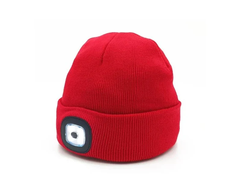 LED Strickmütze USB Aufladbar Rot Beanie Wintermütze mit Licht 💡🧢 1 Stück